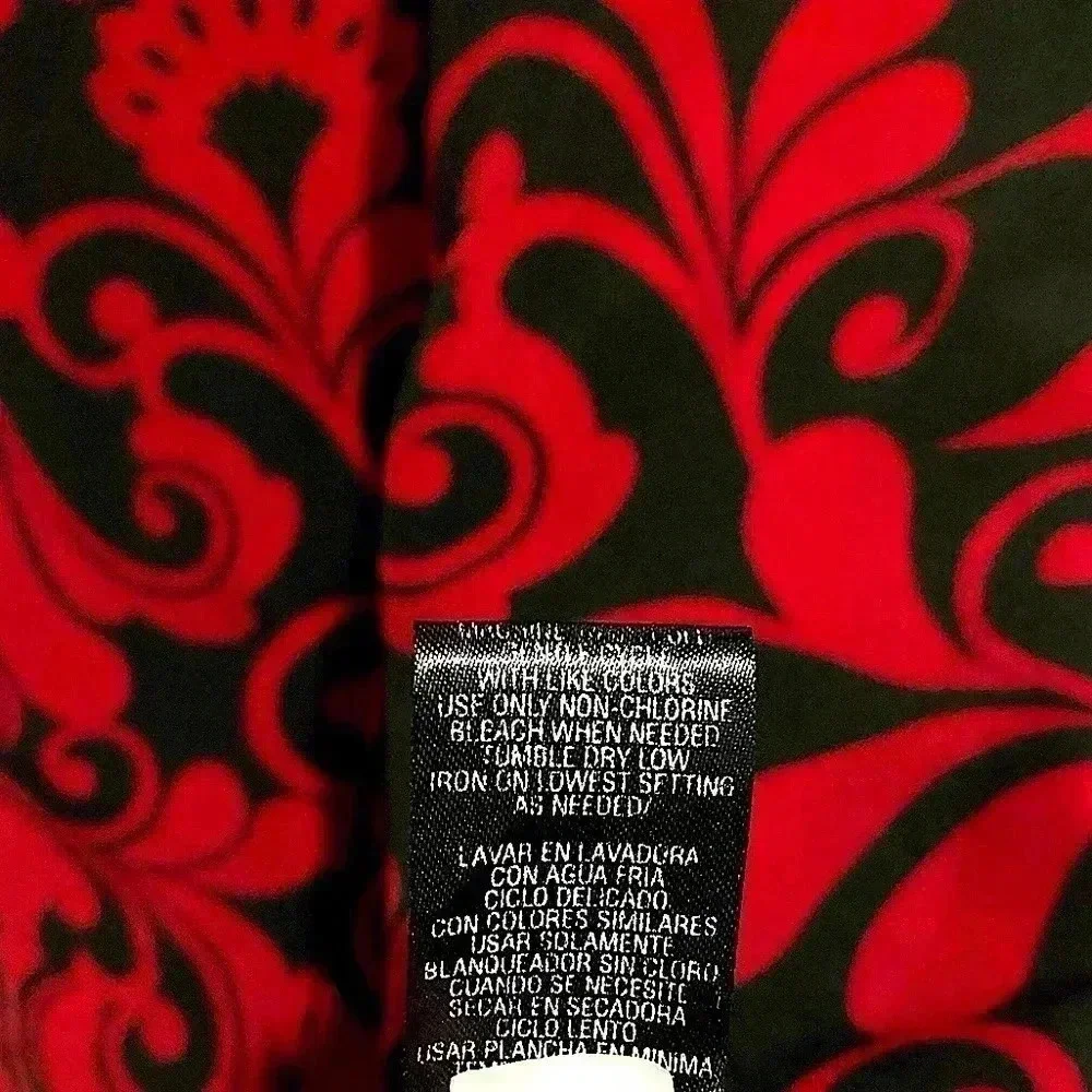 Studio 1 Petite Women’s Midi Dress Red Black Floral Sz. 14P - Picture 5 of 6
